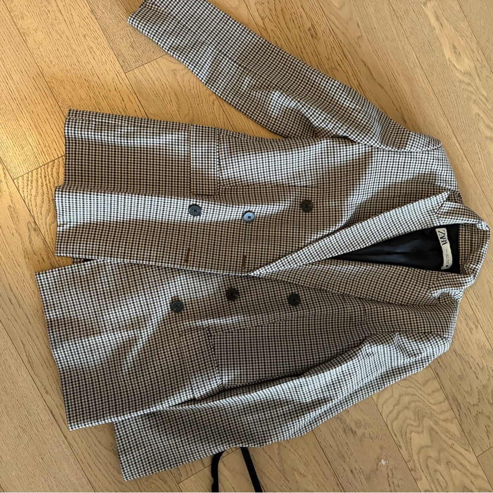 Zara Houndstooth Blazer in Black and White